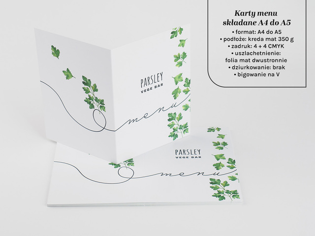 Karty menu składane na pół