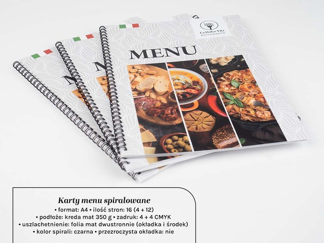 Karty Menu ze spiralą