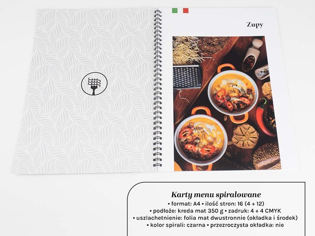 Karty Menu spiralowane