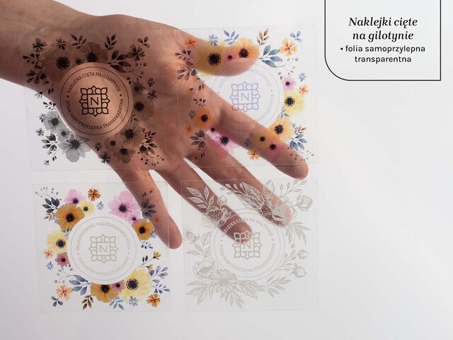 naklejki cięte na folii transparentnej