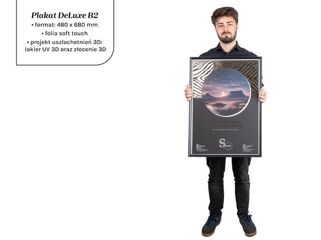 Druk dużych plakatów B2 Deluxe ze złoceniem i srebrzeniem3D