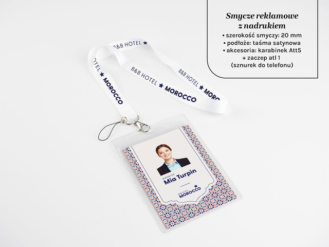 Szeroka smycz reklamowa z nadrukiem