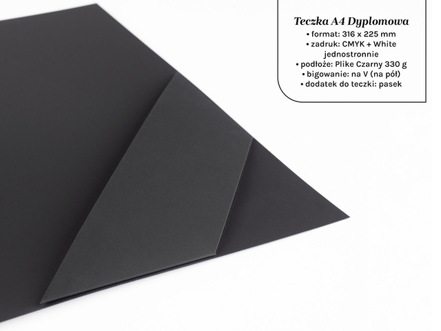 Teczki dyplomowe A4 na czarnym papierze Plike 330g