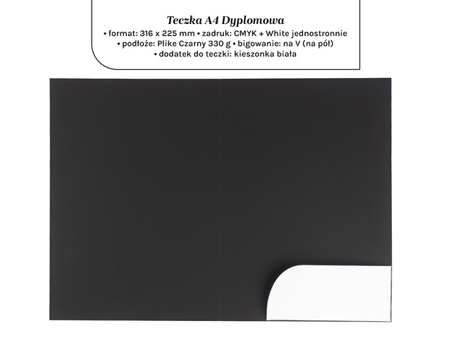 Teczki dyplomowe A4 na czarnym papierze Plike 330g