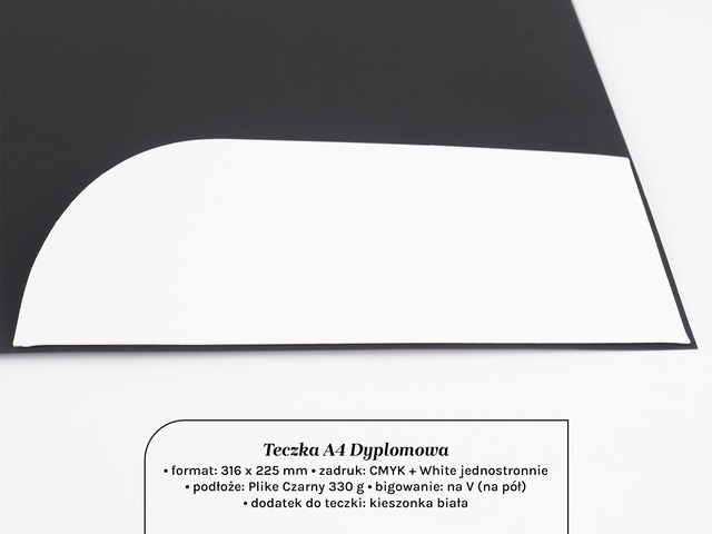 Teczki dyplomowe A4 na czarnym papierze Plike 330g