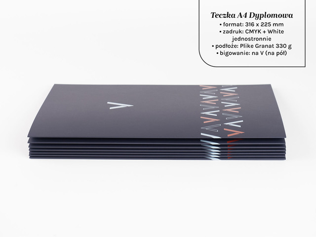 Teczki dyplomowe A4 na granatowym papierze Plike 330g