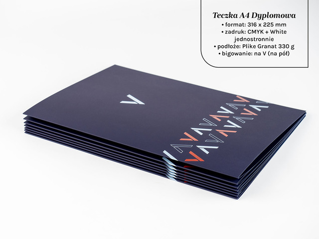 Teczki dyplomowe A4 na granatowym papierze Plike 330g