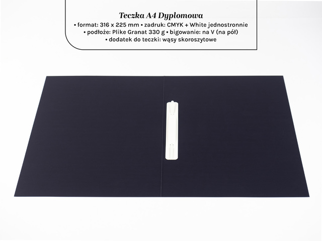 Teczki dyplomowe A4 na granatowym papierze Plike 330g