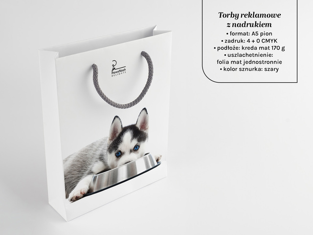 Torby reklamowe z nadrukiem i kolorowym sznurkiem A5