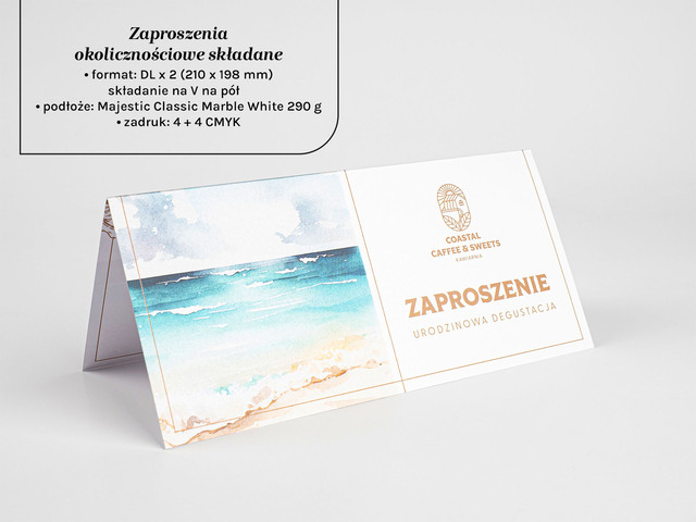 Zaproszenia składane majestic marble white 290g DL
