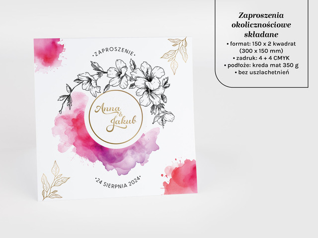 Zaproszenia składane 150x150 kwadratowe
