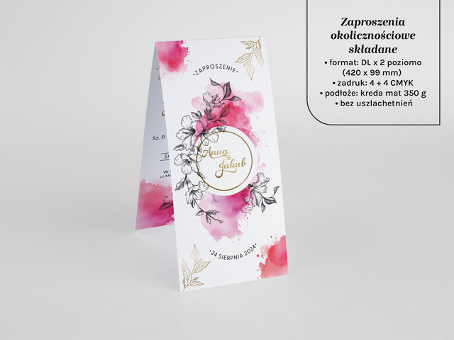 Zaproszenia składane DLx2 poziome