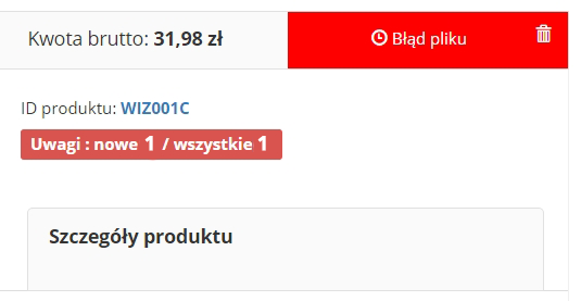status błąd pliku