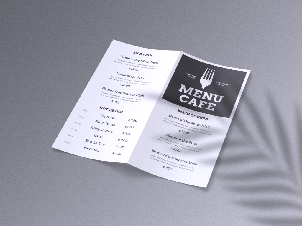Karty menu druk kart dań do restauracji | ViperPrint.pl