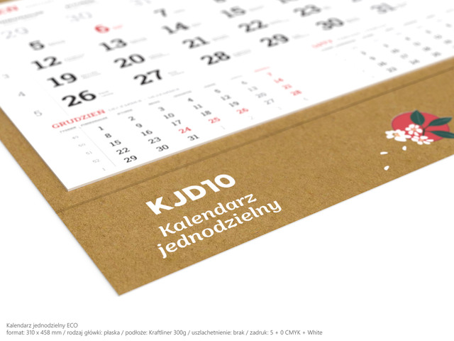 Jednodzielne kalendarze na podłożu ekologicznym