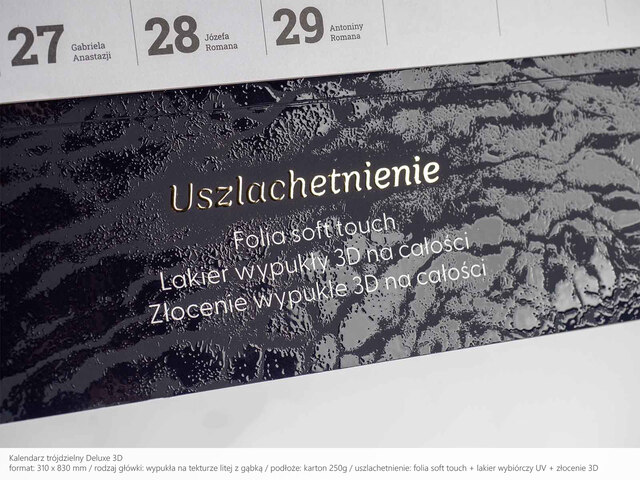 Wyjątkowe kalendarze trójdzielne Deluxe