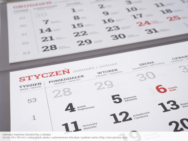 Eleganckie kalendarze ścienne standard plus 2027