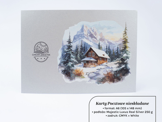 Pocztówki na srebrzystym papierze premium
