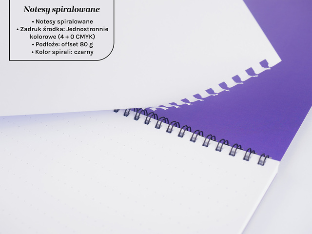 Notesy spiralowane A4 z błyszczącą okładką i 50 katkami