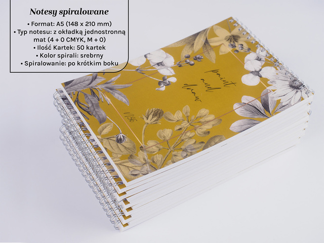 Notesy spiralowane z okładką jednostronną mat