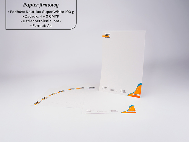 Druk papieru firmowego na podłożu ekologicznym Nautilus Super White 100 g