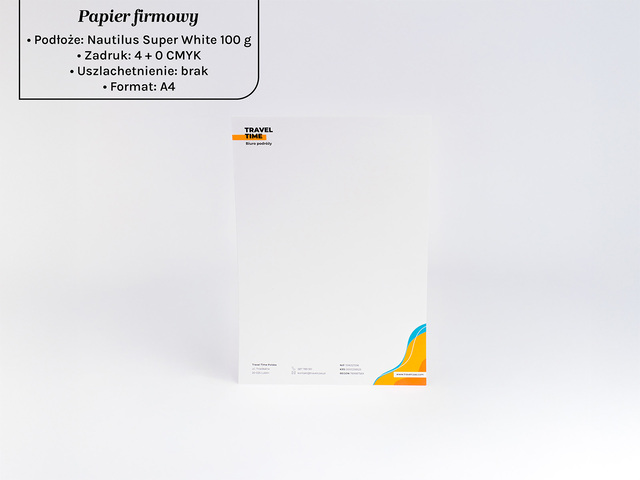 Druk papieru firmowego na podłożu ekologicznym Nautilus Super White 100 g