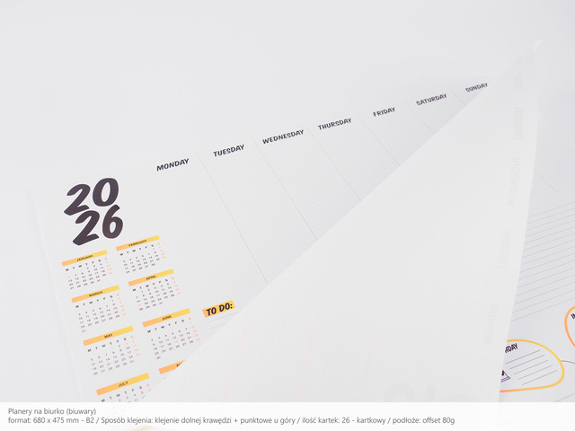 Planery biurkowe 2026 podkłady, biuwary