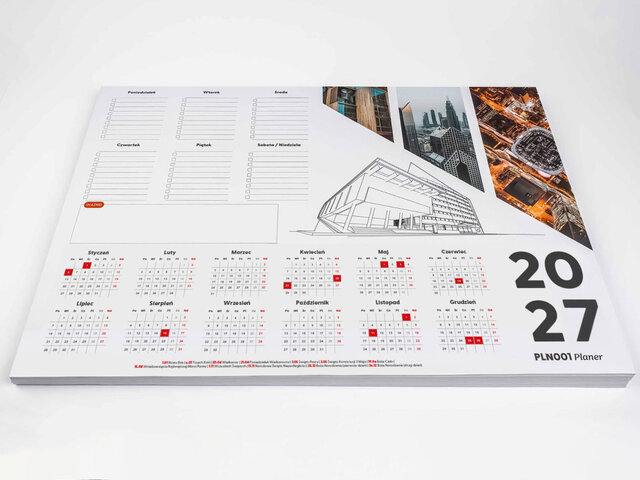 Planery biurkowe 2027 podkłady, biuwary