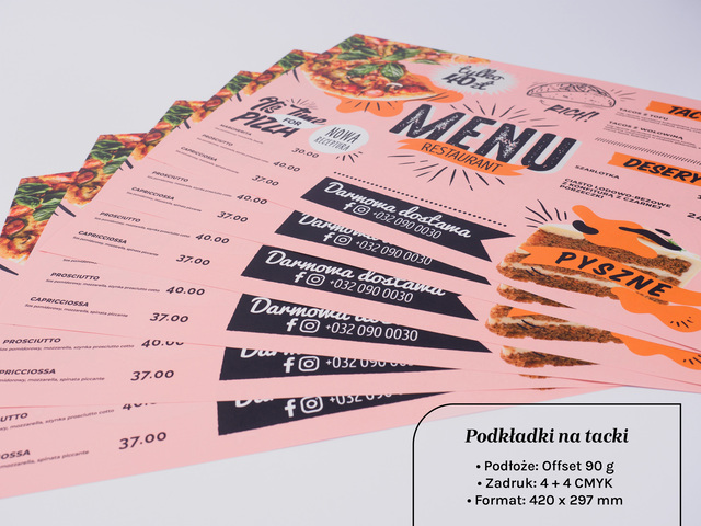 Podkładki na tacki A3 na papierze offset 90 g