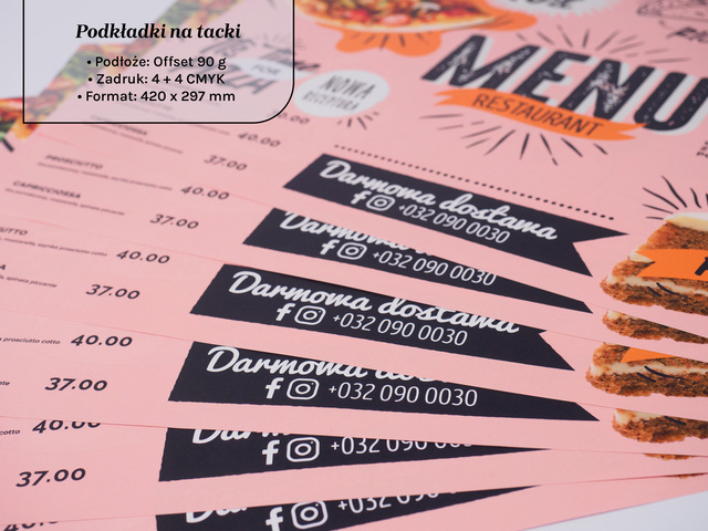 Podkładki na tacki A3 na papierze offset 90 g