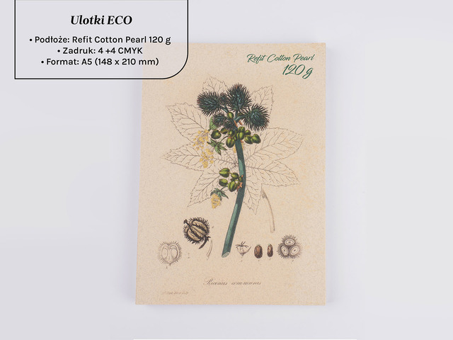 Ulotki Eco A5 na bawełnianym papierze ekologicznym