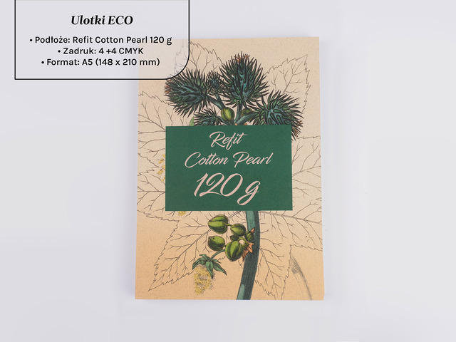 Ulotki Eco A5 na bawełnianym papierze ekologicznym