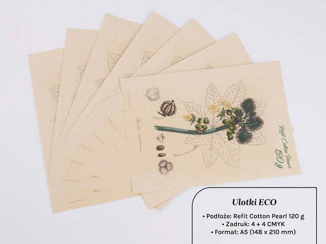 Ulotki Eco A5 na bawełnianym papierze ekologicznym