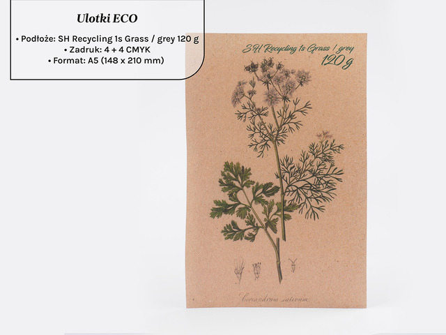 Ulotki Eco na papierze SH Recycling 1s Grass 120g