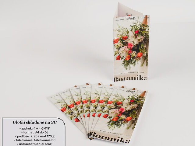 Ulotki składane A4 do DL w C kreda mat 170g