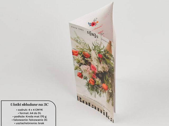 Ulotki składane A4 do DL w C kreda mat 170g
