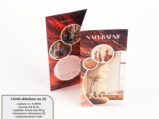Ulotki składane A4 do DL w Z kreda mat 170g