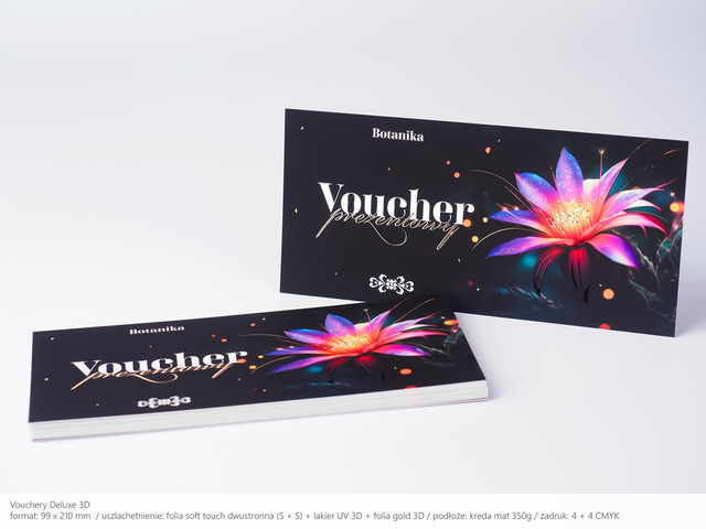 Vouchery Deluxe w formacie DL z folią soft touch i lakierem UV
