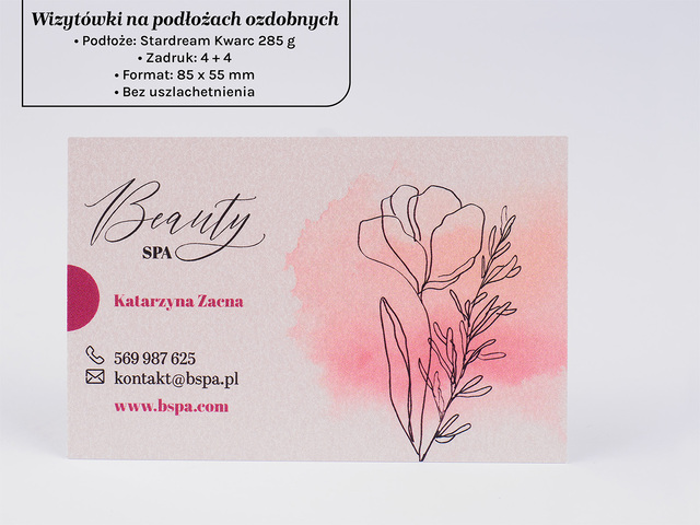 Wizytówki na podłożu Stardream kwarc 285g