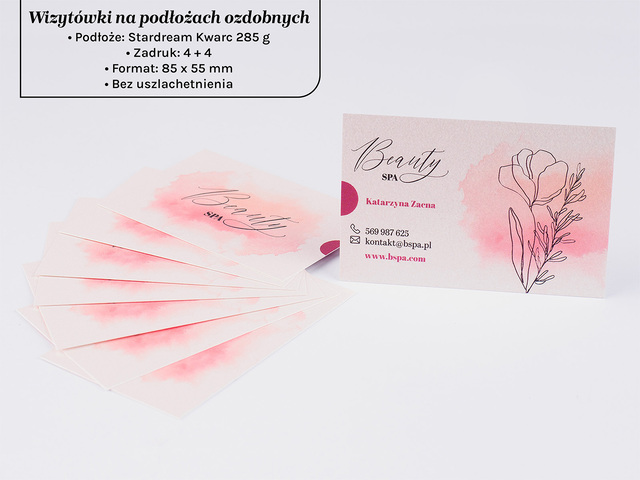 Druk wizytówek osobistych na ozdobnym podłożu Stardream kwarc 285g