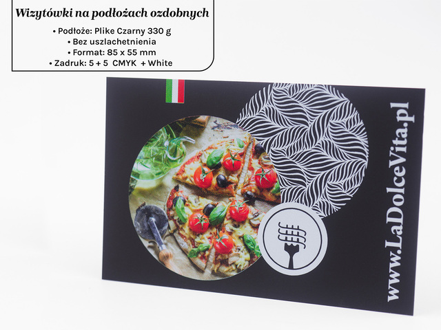Wizytówki na papierze Plike czarny 330g 5+5
