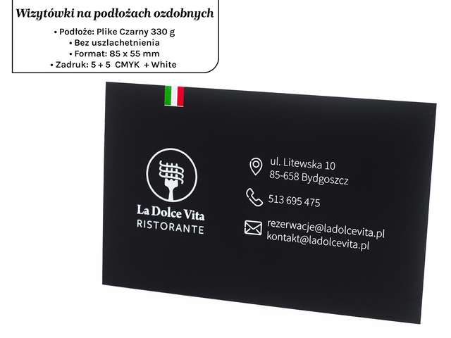 Wizytówki na papierze Plike czarny 330g 5+5