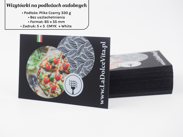 Wizytówki na papierze Plike czarny 330g 5+5