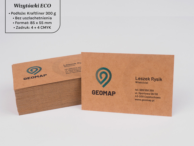 Wizytówki ECO na papierze Kraftliner 300 g