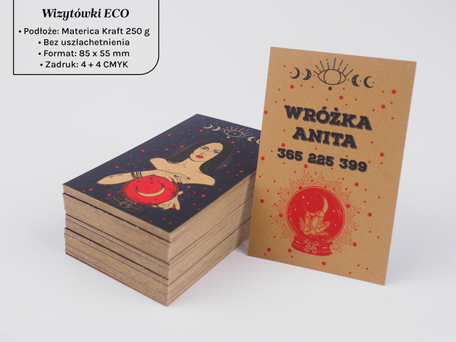 Wizytówki ekologiczne na podłożu Materica Kraft 250g