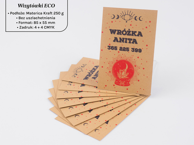 Wizytówki ekologiczne na podłożu Materica Kraft 250g