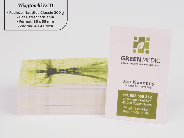 Wizytówki ECO na papierze Nautilus Classic 300 g