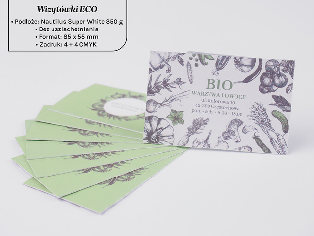 Wizytówki ECO na papierze Nautlius Super white 350 g