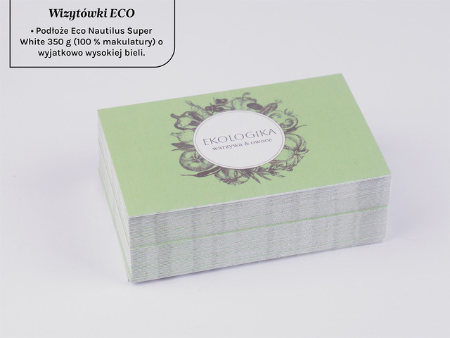 Eco wizytówki na białym papierze ekologicznym