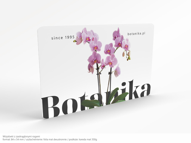 Wizytówki z zaokrąglonymi rogami na papierze Kreda mat 350g z folią matową